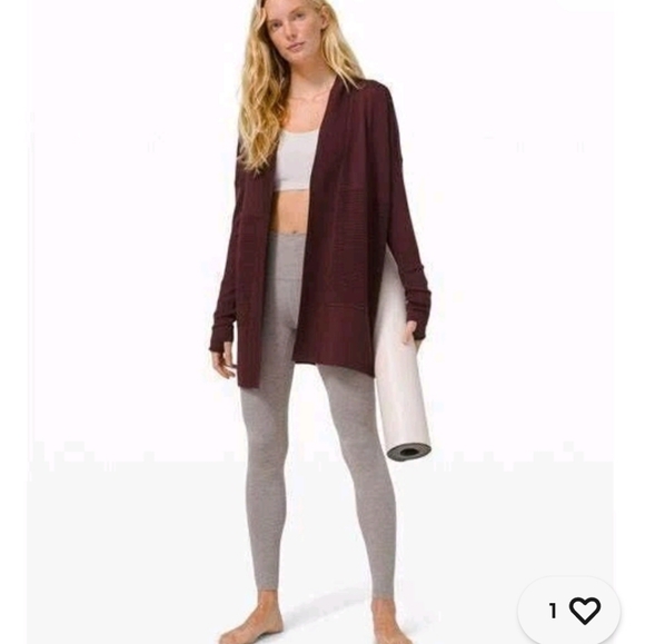Sweaters - Lululemon Burgundy Open Front Cardigan Sz 8